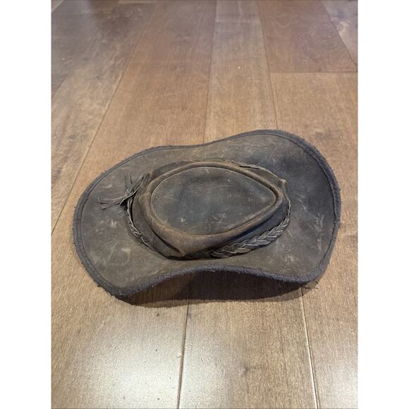 Barmah Kangaroo Leather Hat Brown Medium Made in Australia 1024 - Picture 4 of 6